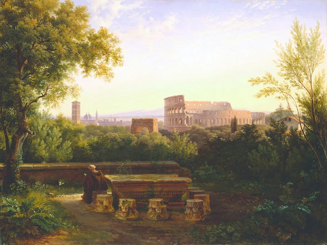 View Of The Colosseum From The Orti Farnesiani Wall Art by Antoine-Fèlix Boisselier - High-Resolution Digital Print