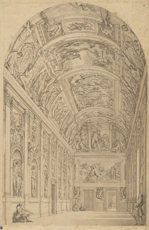 View Of The Farnese Gallery Rome Wall Art by Francesco Panini - High-Resolution Digital Print