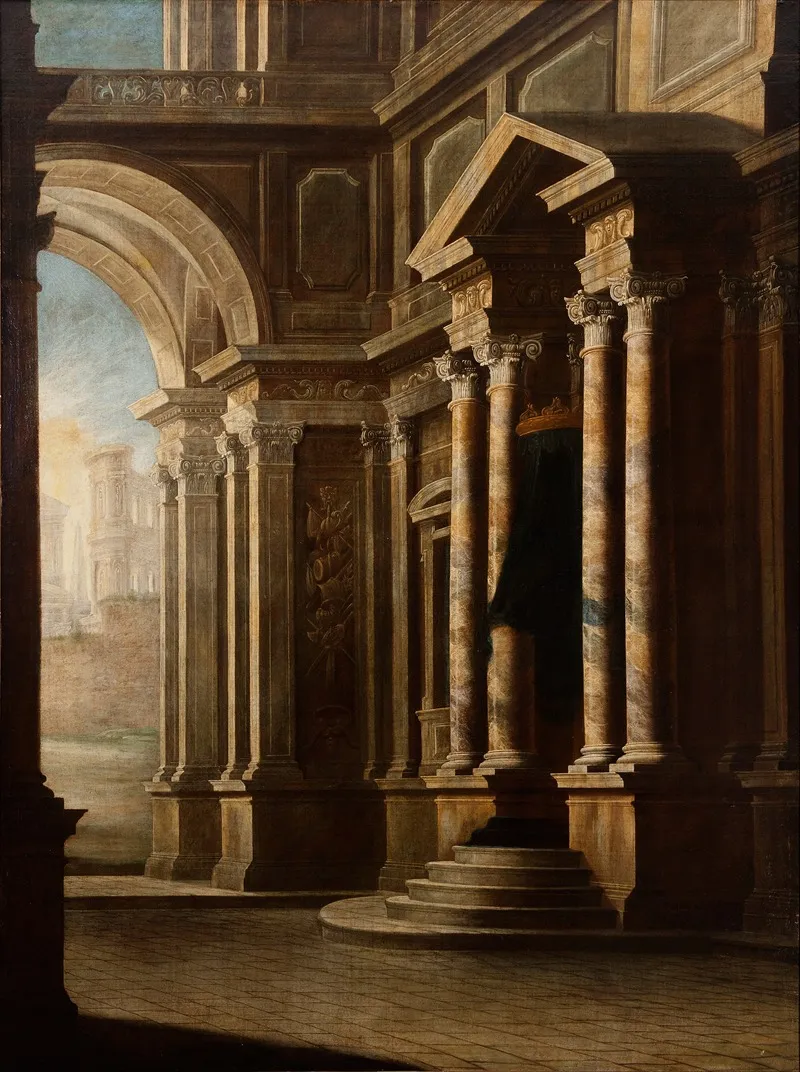 View Of The Interior Of A Building Wall Art by Leonardo Coccorante - High-Resolution Digital Print