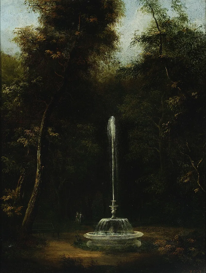 View Of The Lazienki Park With A Fountain Ii Wall Art by Kazimierz Wojniakowski - High-Resolution Digital Print
