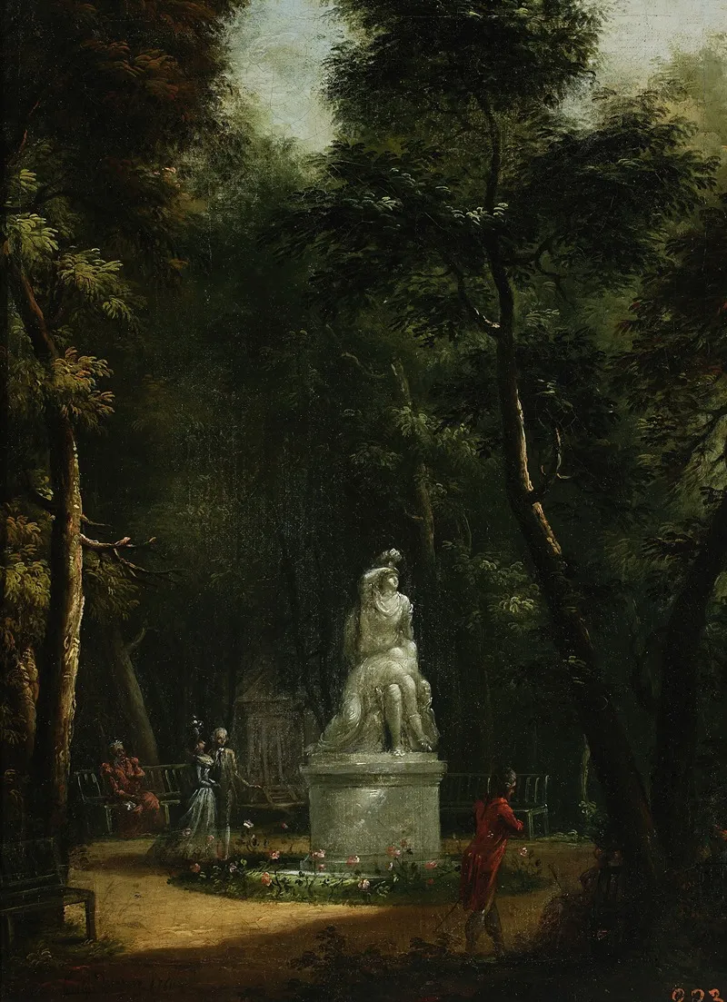 View Of The Lazienki Park With The Statue Of Tancred And Clorinda Wall Art by Kazimierz Wojniakowski - High-Resolution Digital Print