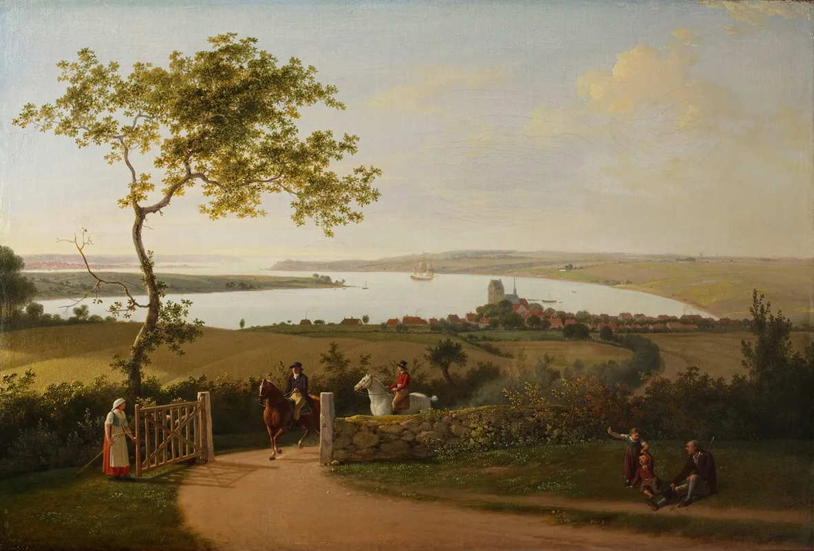 View Of The Little Belt From A Hill Near Middelfart Funen Wall Art by Jens Juel - High-Resolution Digital Print