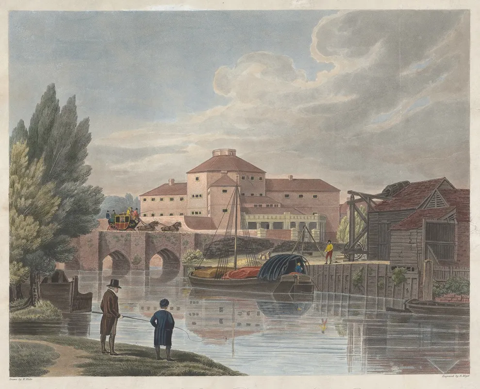 View Of The New Country Prison At Abingdon Berkshire Wall Art by W. Waite - High-Resolution Digital Print