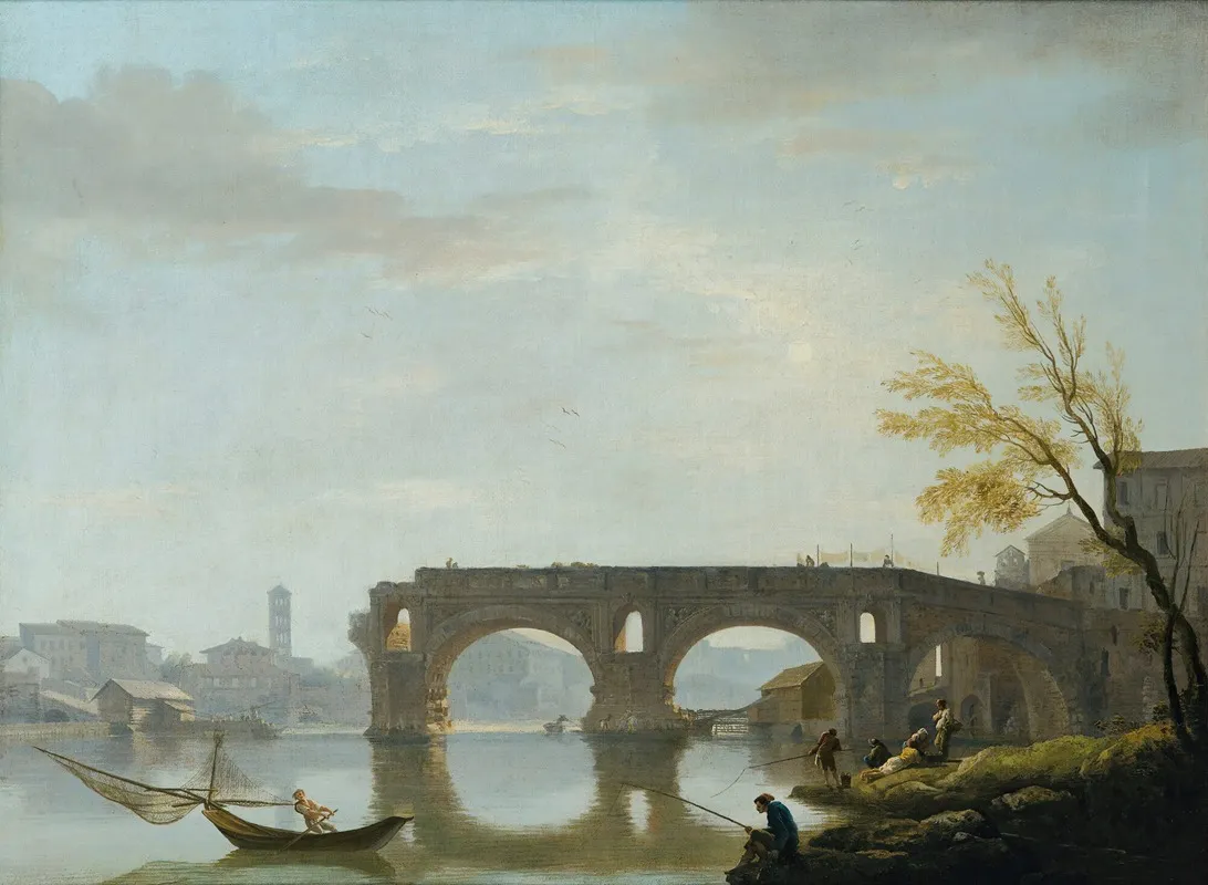 View Of The Ponte Rotto Rome Wall Art by Claude-Joseph Vernet - Canvas Print