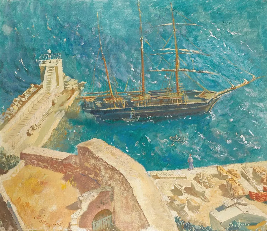 View Of The Port In Calvi Wall Art by Alexandre Jacovleff - High-Resolution Digital Print