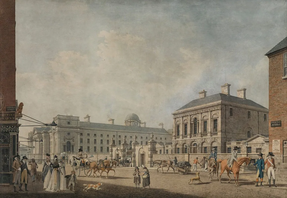 View Of The Provosts House And Trinity College Dublin Wall Art by James Malton - High-Resolution Digital Print