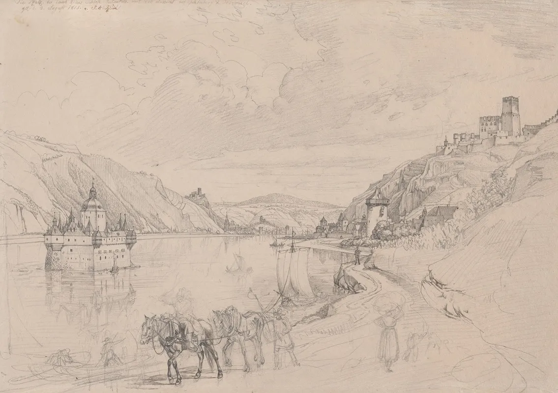View Of The Rhine With Pfalzgrafenstein Castle And Kaub Seen From The South East