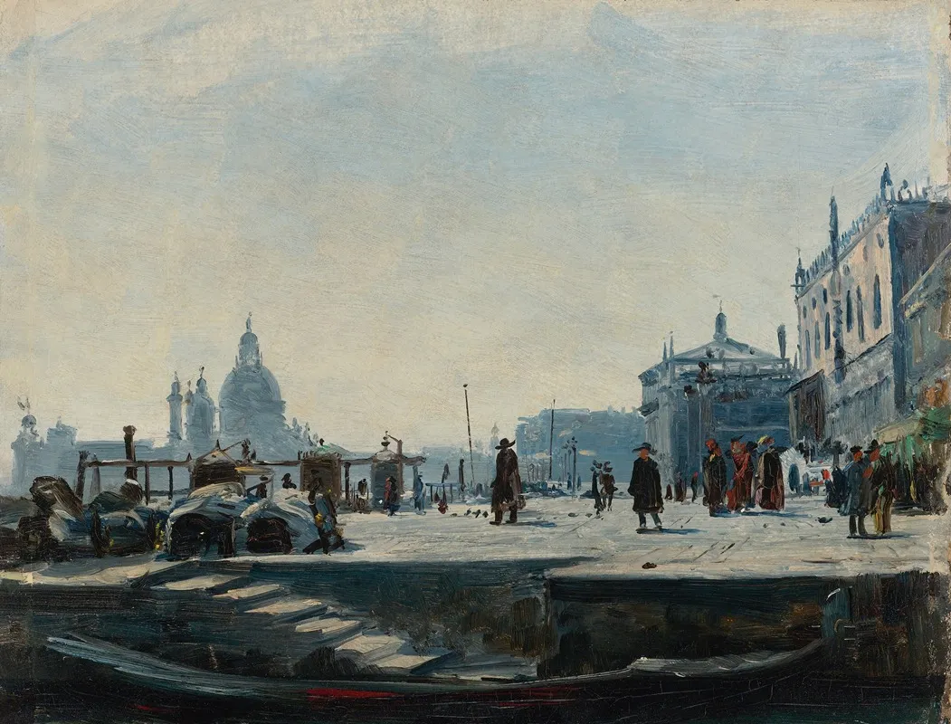 View Of The Riva Degli Schiavoni Venice Looking West Towards The Palazzo Ducale And The Punta Della Dogana