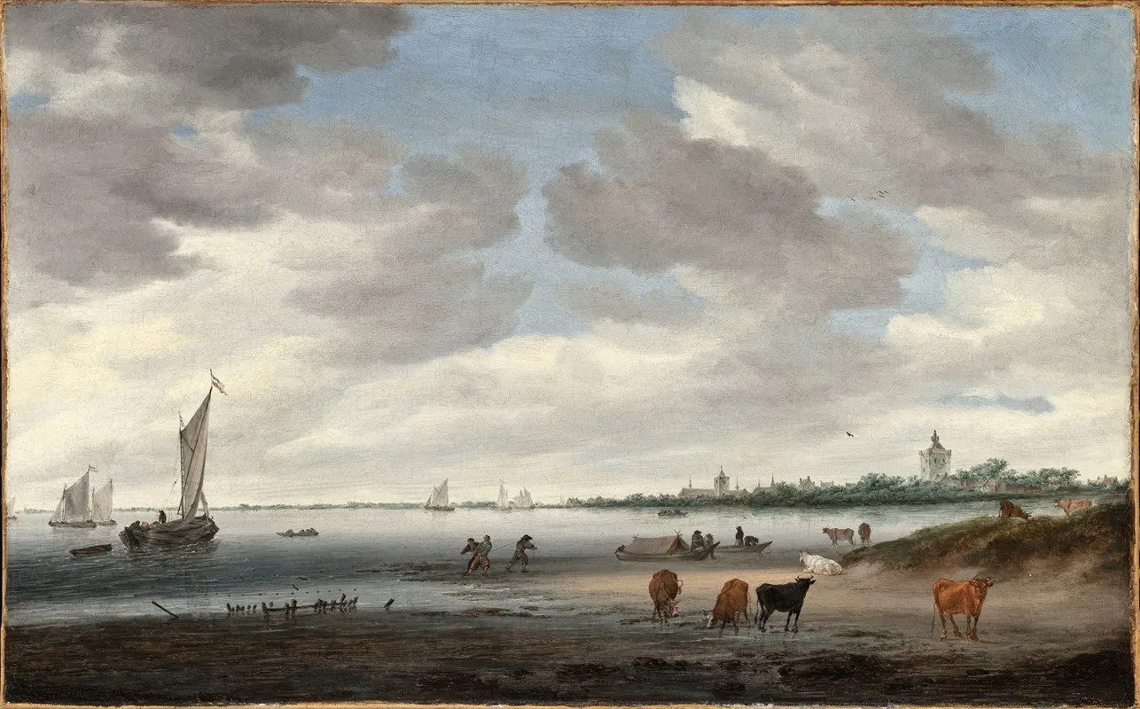 View Of The River Lek And The Town Of Vianen