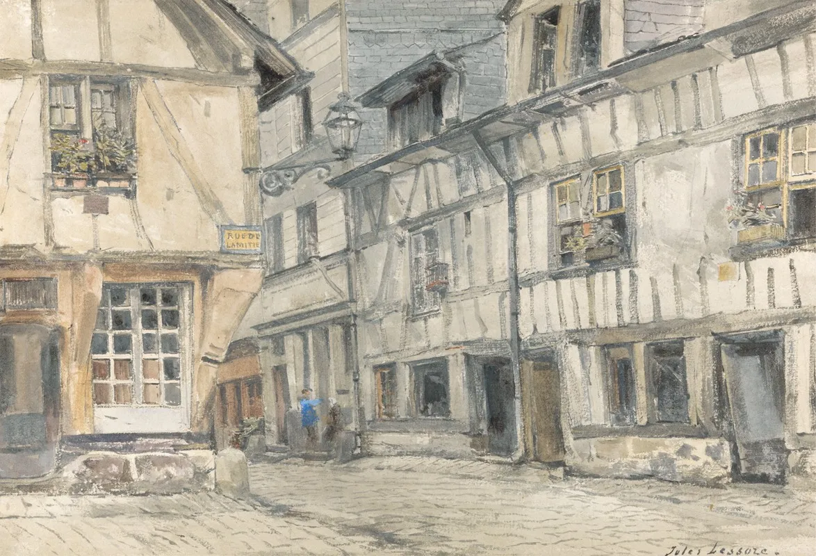 View Of The Rue De Lamitie Wall Art by Jules Lessore - High-Resolution Digital Print