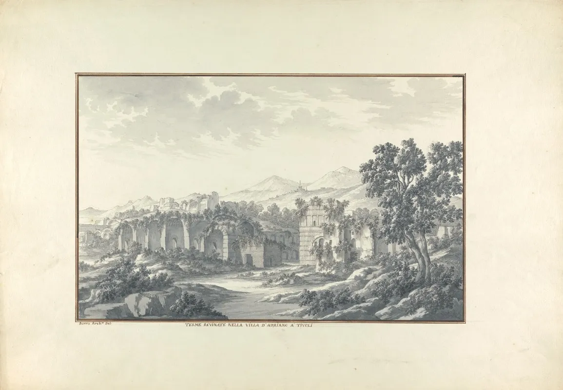 View Of The Ruined Baths At Hadrians Villa At Tivoli