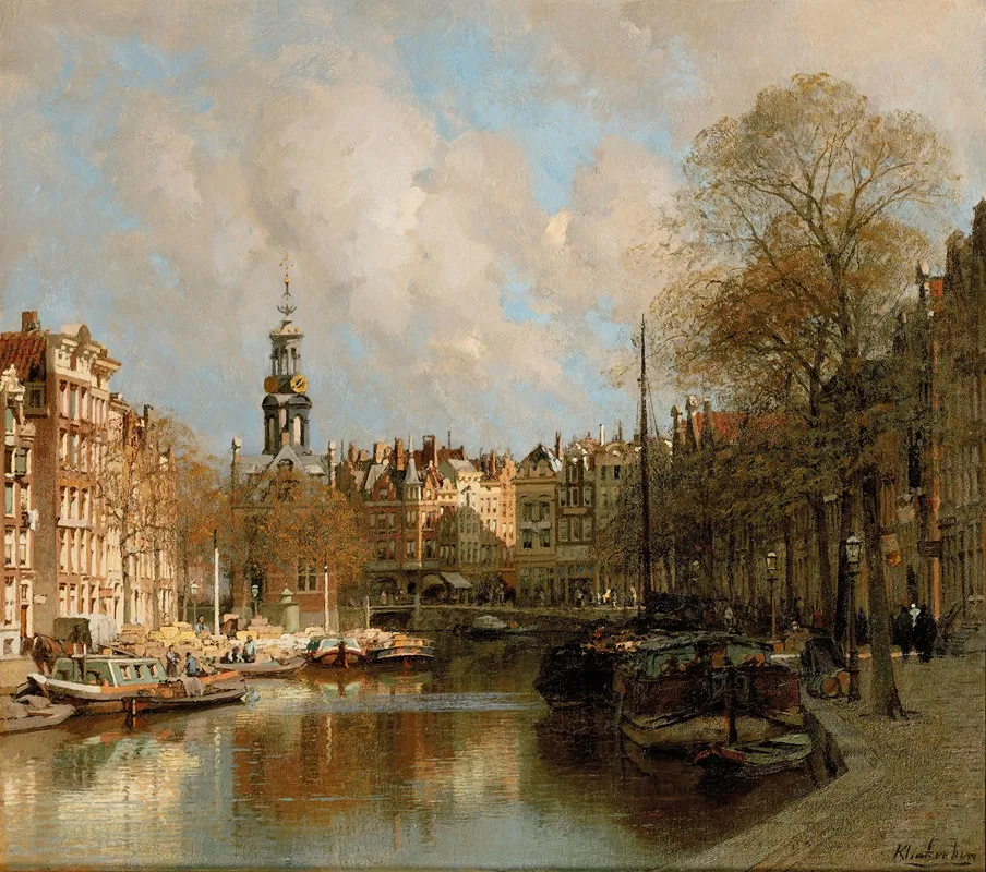 View Of The Singel And The Bloemmarkt Near The Munt Amsterdam Wall Art by Johannes Christiaan Karel Klinkenberg - High-Resolution Digital Print