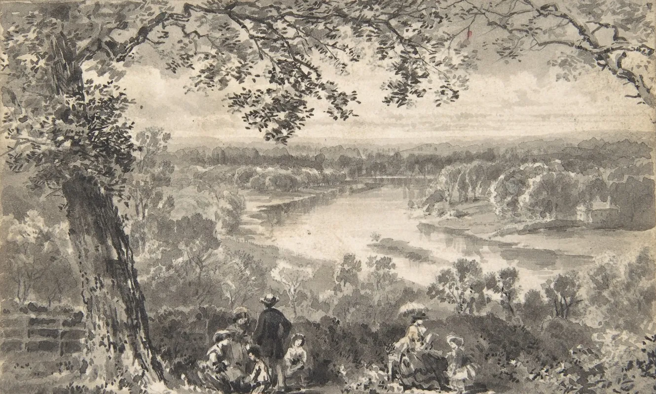 View Of The Thames With Figures In Foreground