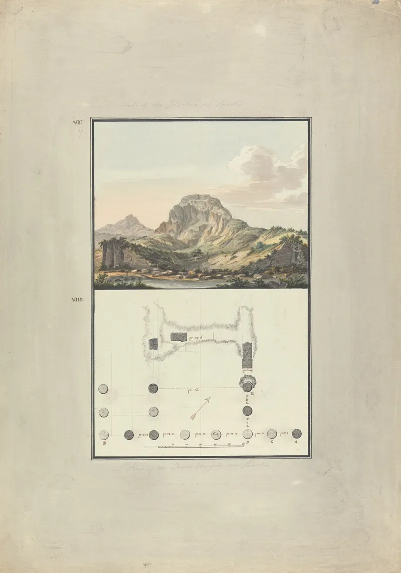 View Of The Theater And Plan Of The Ionic Temple At Sardis