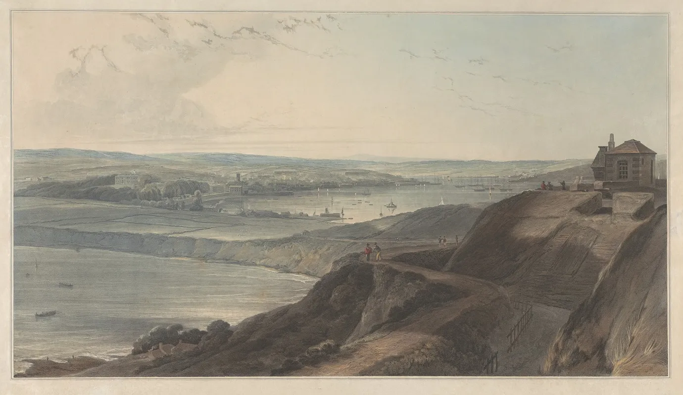 View Of The Town And Part Of The Harbour Of Falmouth From Pendennis Castel Cornwall