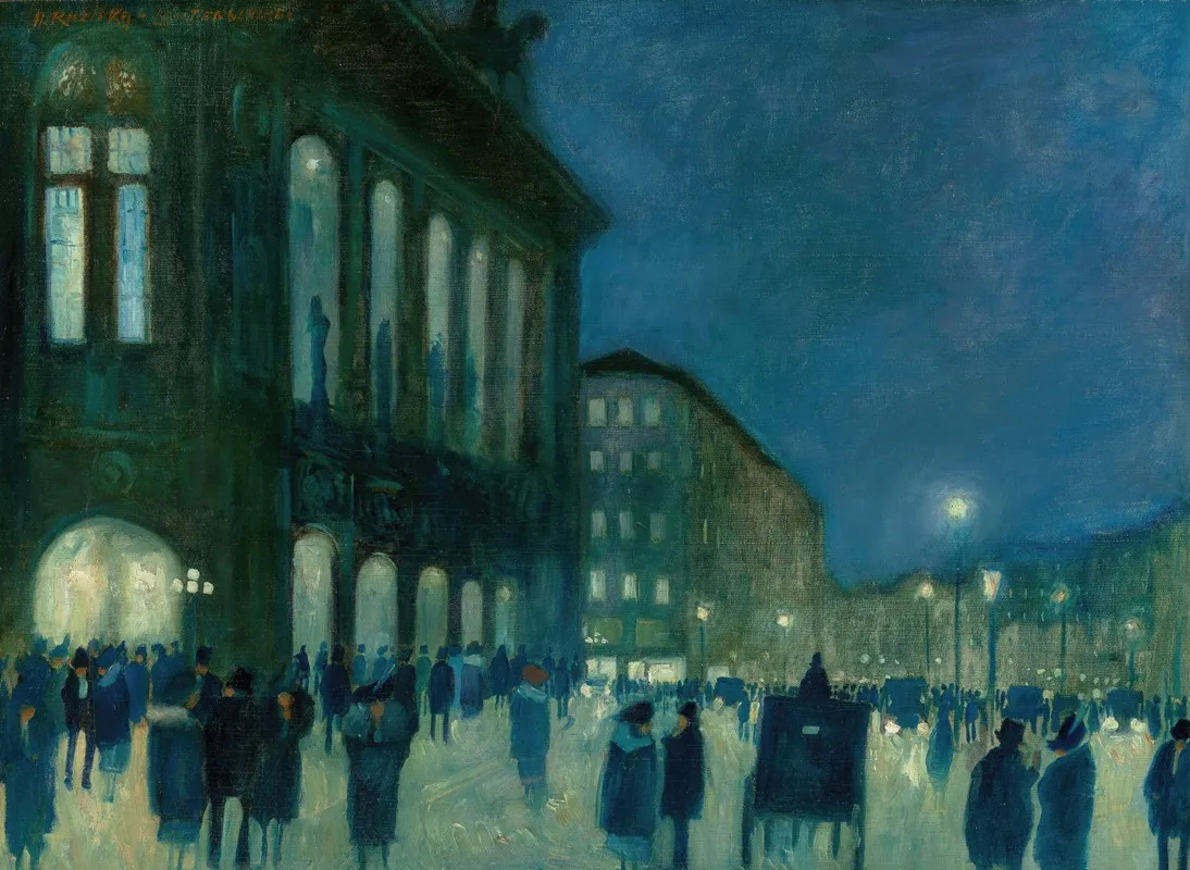 View Of The Vienna Staatsoper At Night Wall Art by Hans Ruzicka-Lautenschlaeger - High-Resolution Digital Print