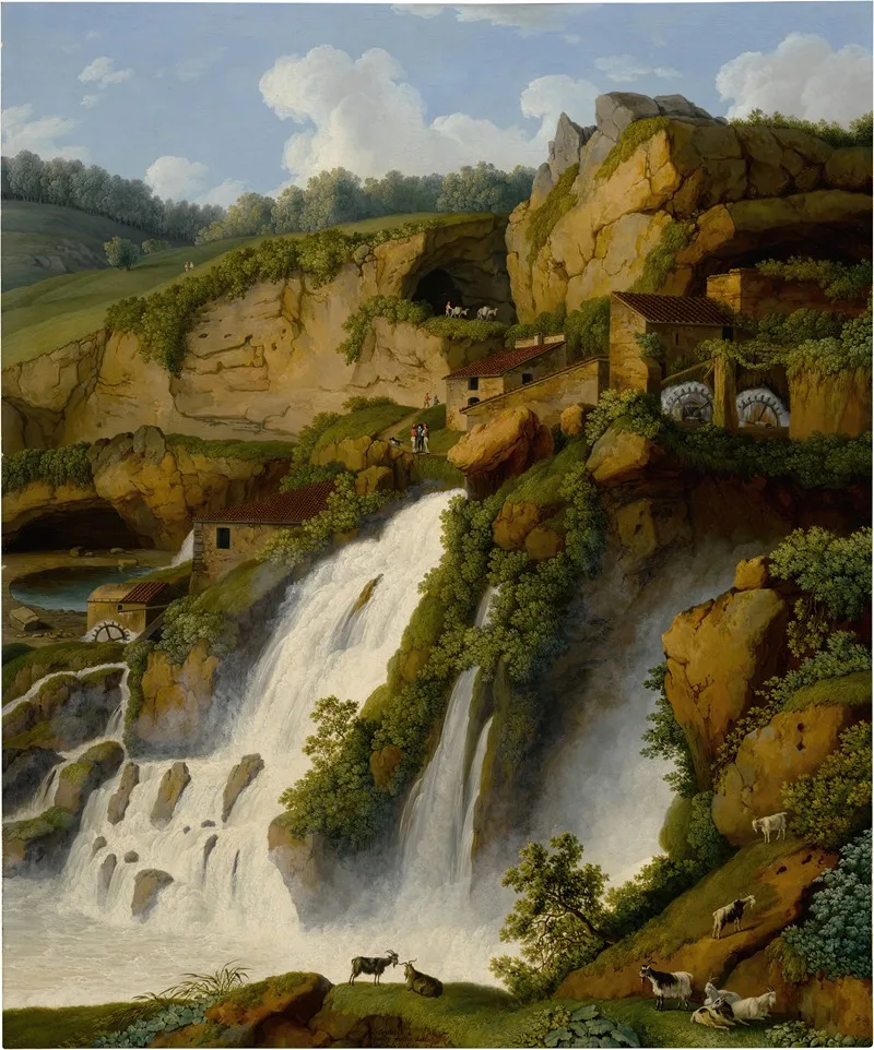 View Of The Waterfall At Anitrella With Goats Grazing Nearby 2