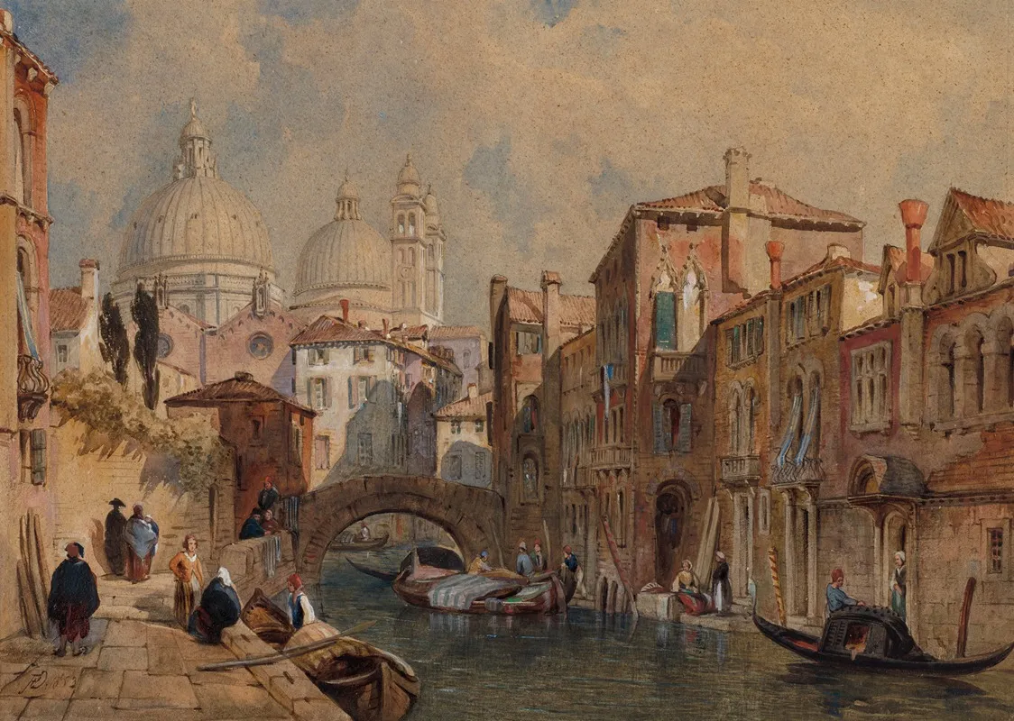 View Of Venice The Dome Of Santa Maria Della Salute Seen From The Rear Of The Da Mula Palace Looking Eastward Wall Art by Frank Dillon - High-Resolution Digital Print