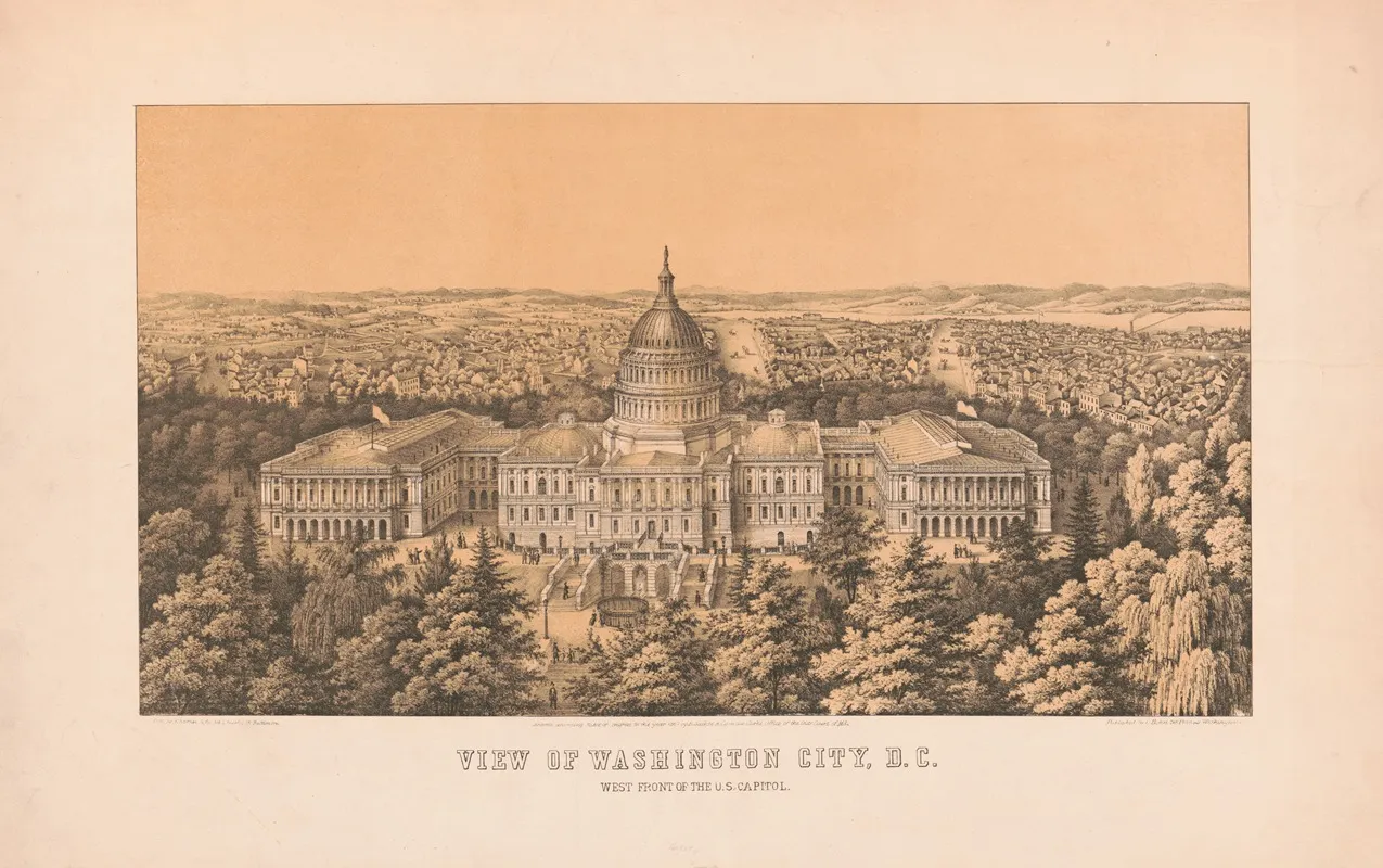 View Of Washington City D C West Front Of The U S Capitol