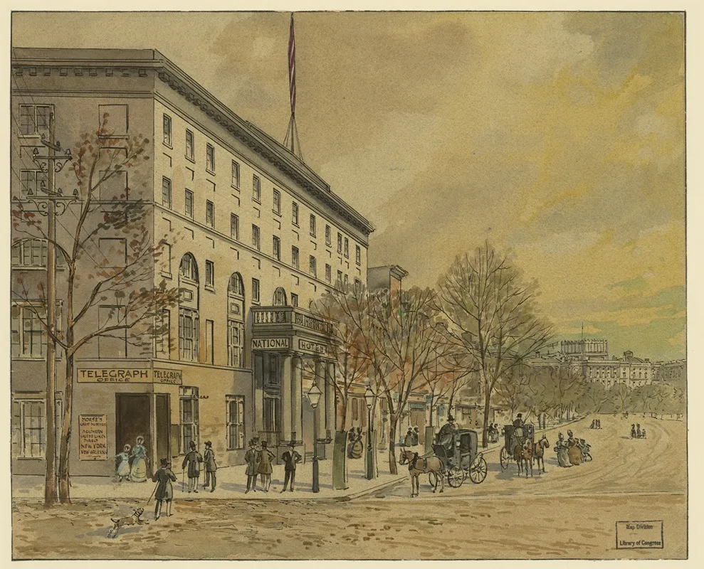 View Of Washington Looking Down Pennsylvania Ave Toward Unfinished Capitol National Hotel On Left No 1 Wall Art by A. Meyer - High-Resolution Digital Print