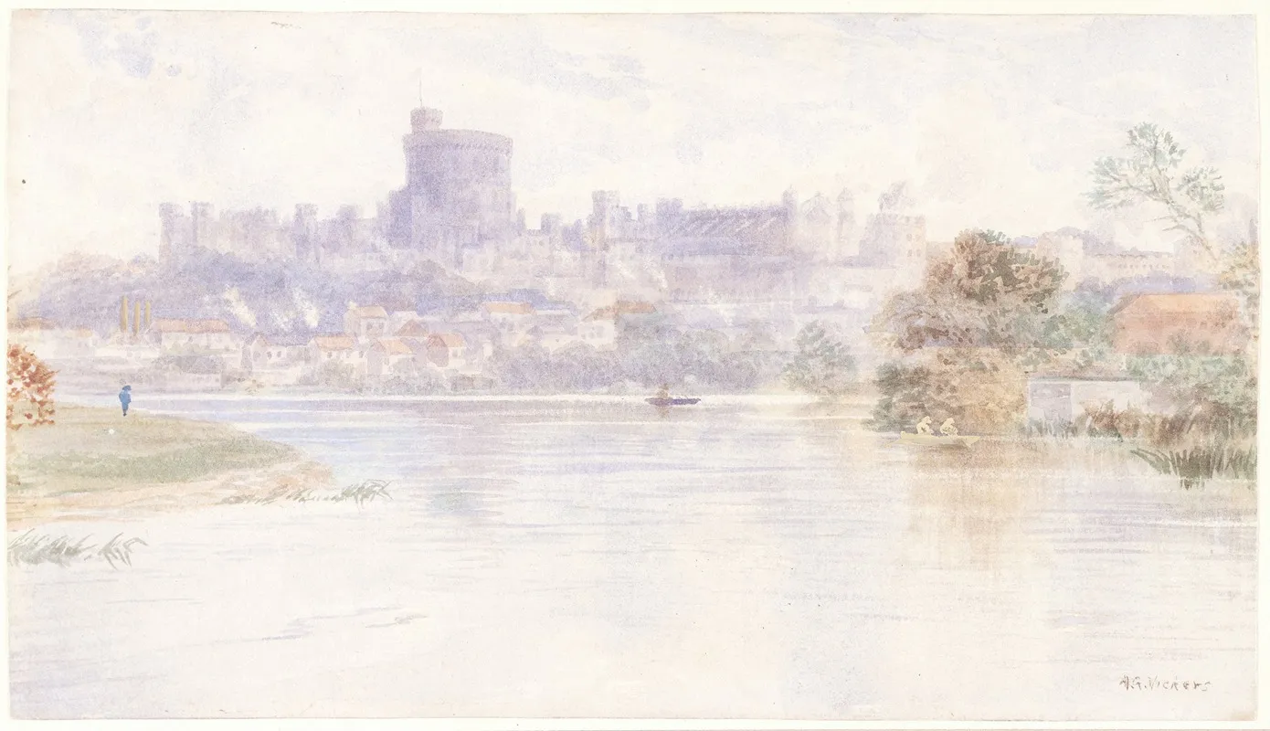 View Of Windsor From The River Wall Art by Alfred Gomersal Vickers - High-Resolution Digital Print