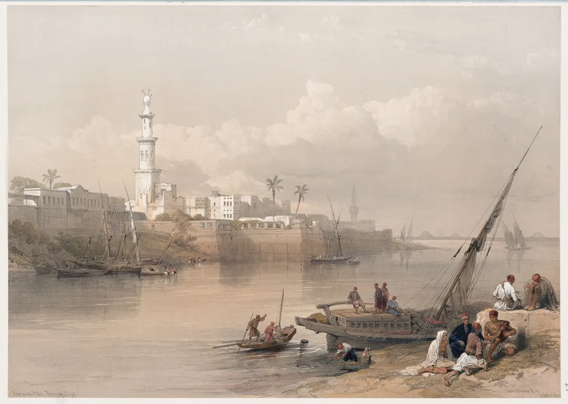View On The Nile Ferry To Gizeh Wall Art by David Roberts - High-Resolution Digital Print