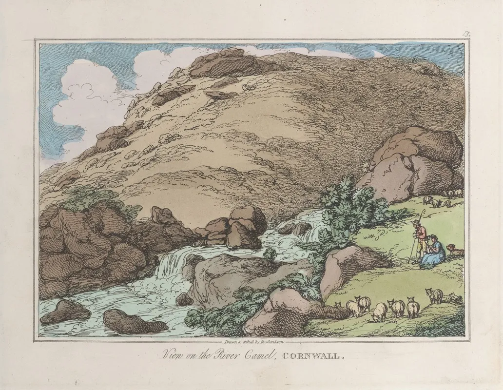 View On The River Camel Cornwall Wall Art by Thomas Rowlandson - High-Resolution Digital Print