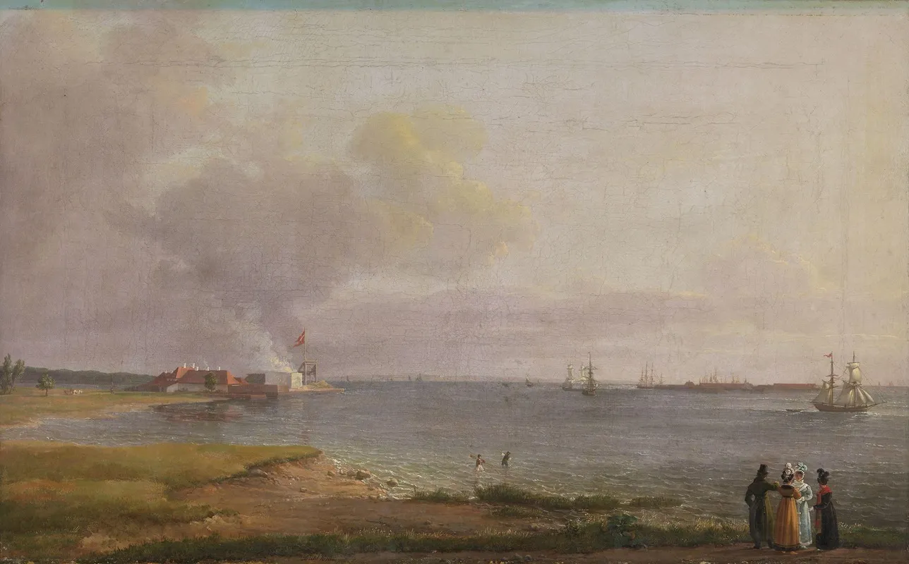 View Over Oresund Near The Lime Works Wall Art by Johan Christian Dahl - Canvas Print