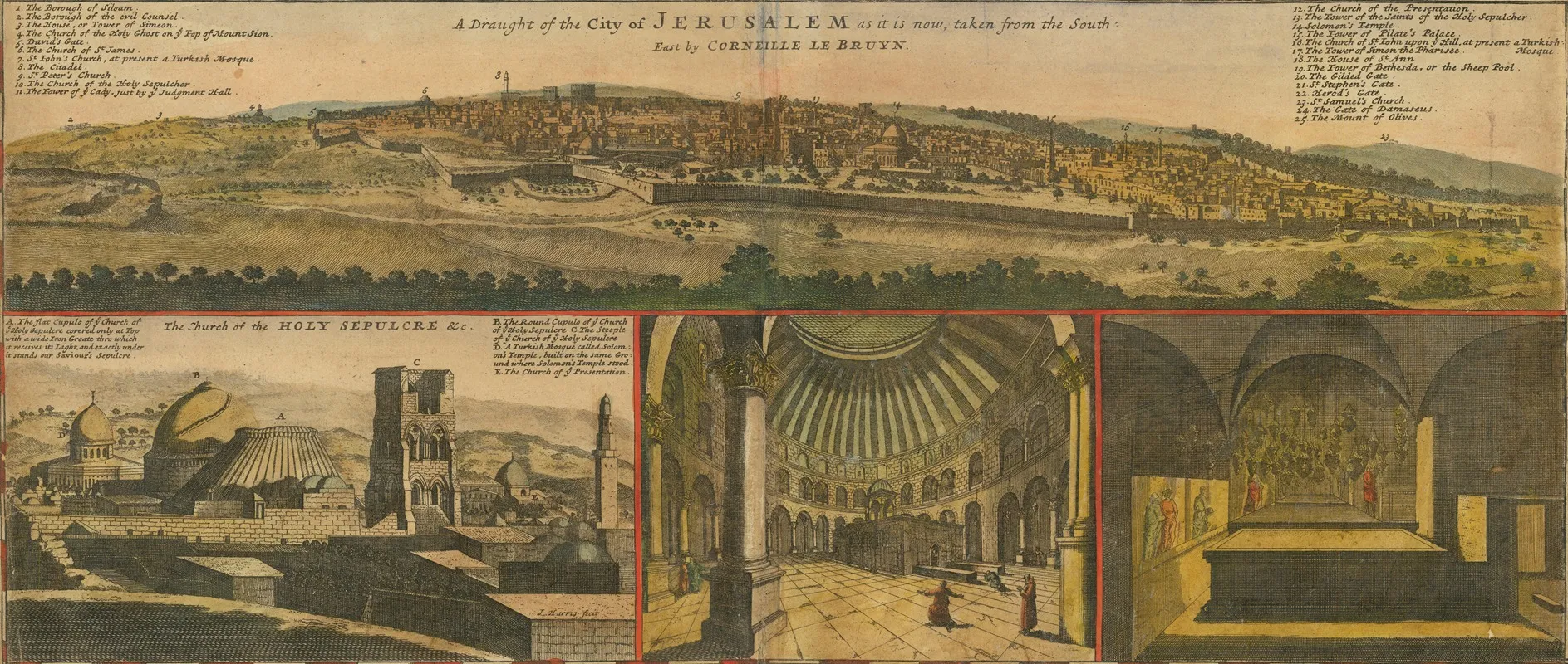 Views Of Jerusalem Wall Art by Herman Moll - High-Resolution Digital Print