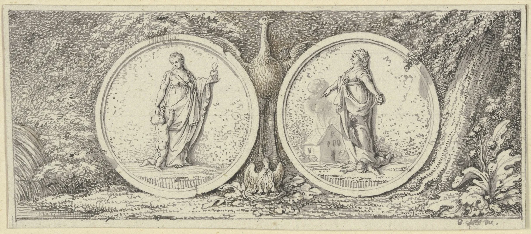 Vignette Mit Zwei Medaillons Gute Und Bosheit Ca 1775