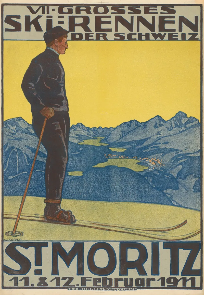 Vii Grosses Skirennen Der Schweiz 1911 Wall Art by Walter Küpfer - High-Resolution Digital Print