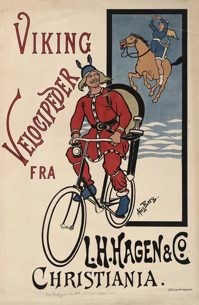 Viking Velocipeder Fra L H Hagen Co Christiania Wall Art by August Berg - High-Resolution Digital Print