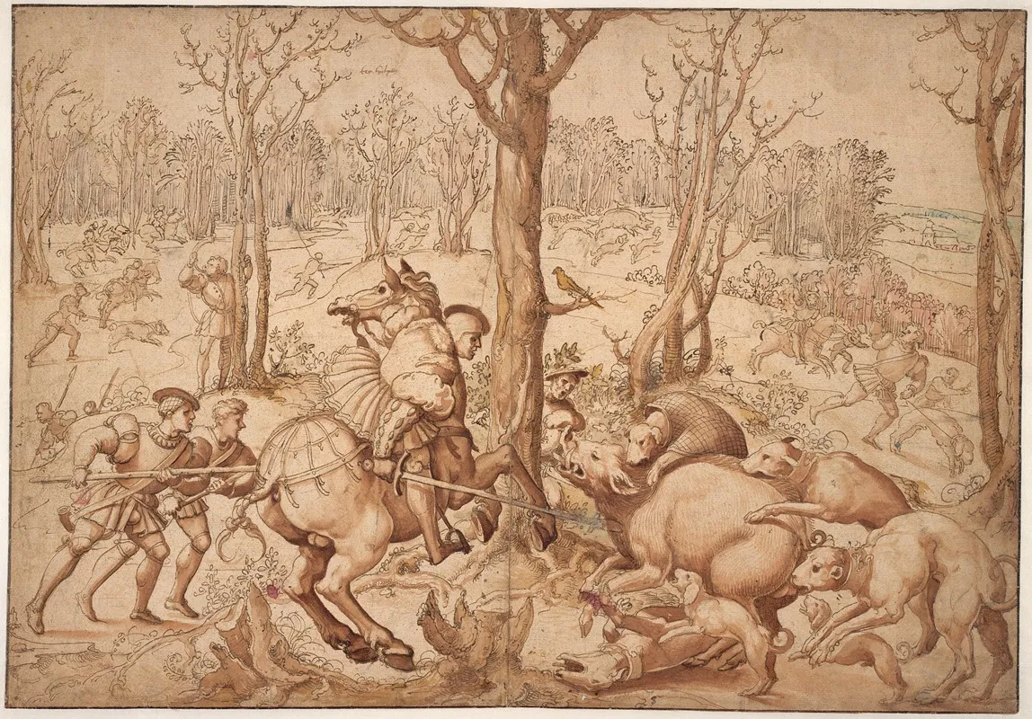 Vildsvinejagten Wall Art by Bernard van Orley - High-Resolution Digital Print