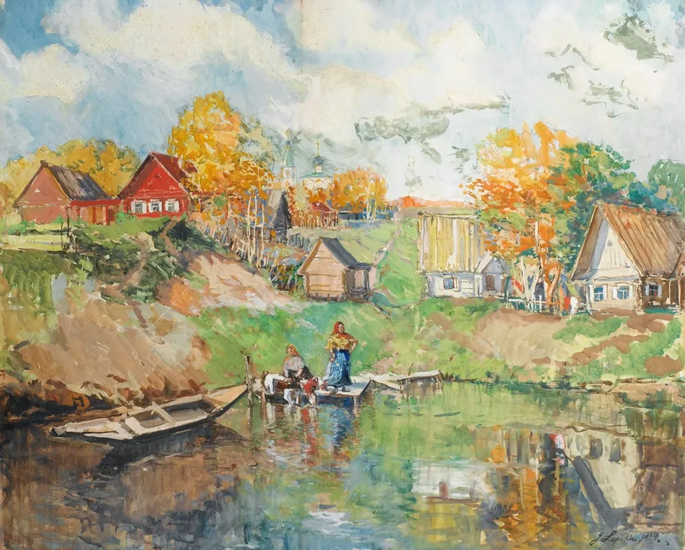 Village Au Bord Dun Lac En Russie