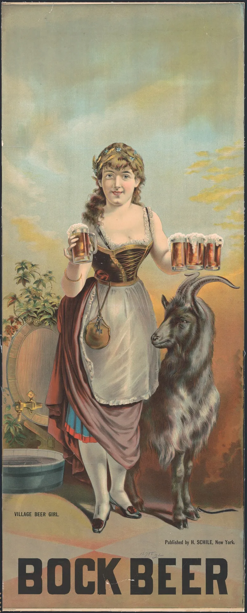 Village Beer Girl Bock Beer Wall Art by Henry Jerome Schile - High-Resolution Digital Print