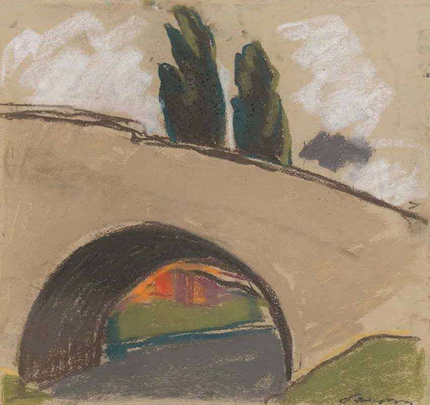 Village Bridge Over A River
