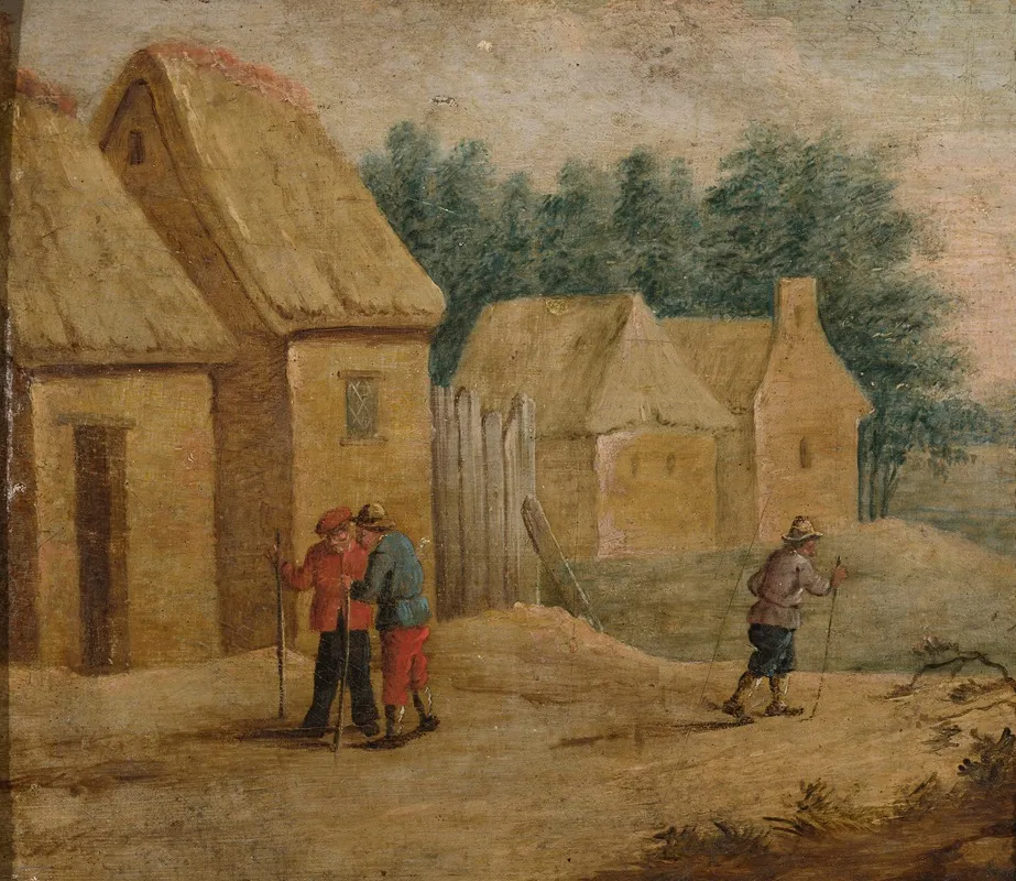 Village Buildings With Peasants Wall Art by Thomas van Apshoven - High-Resolution Digital Print