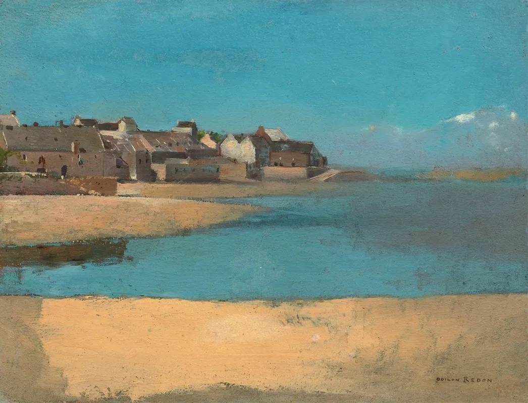 Village By The Sea In Brittany Wall Art by Odilon Redon - High-Resolution Digital Print