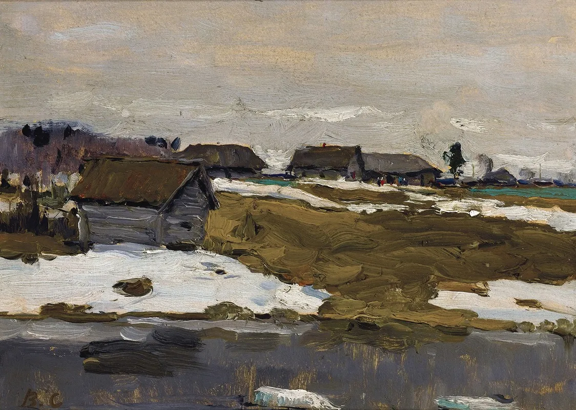 Village By The Water In Winter