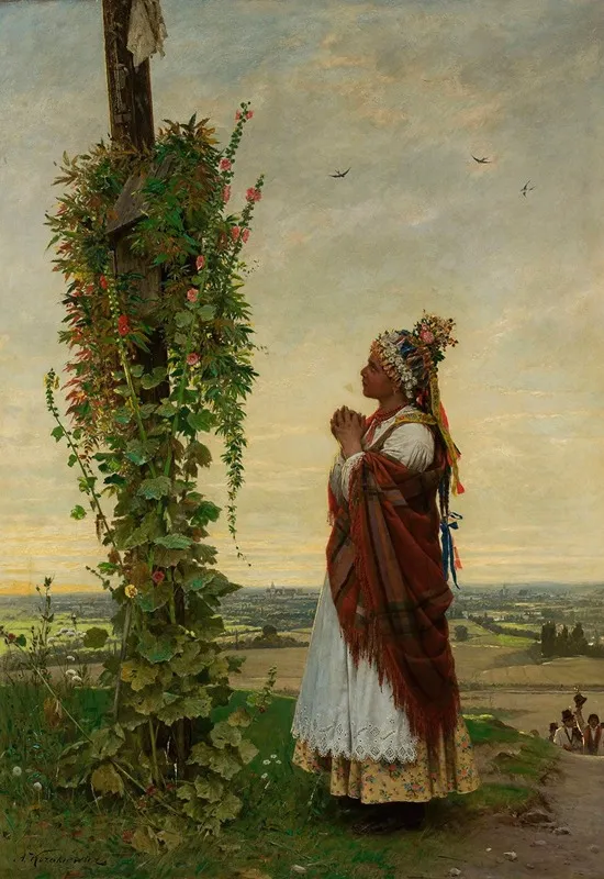 Village Girl At A Wayside Shrine