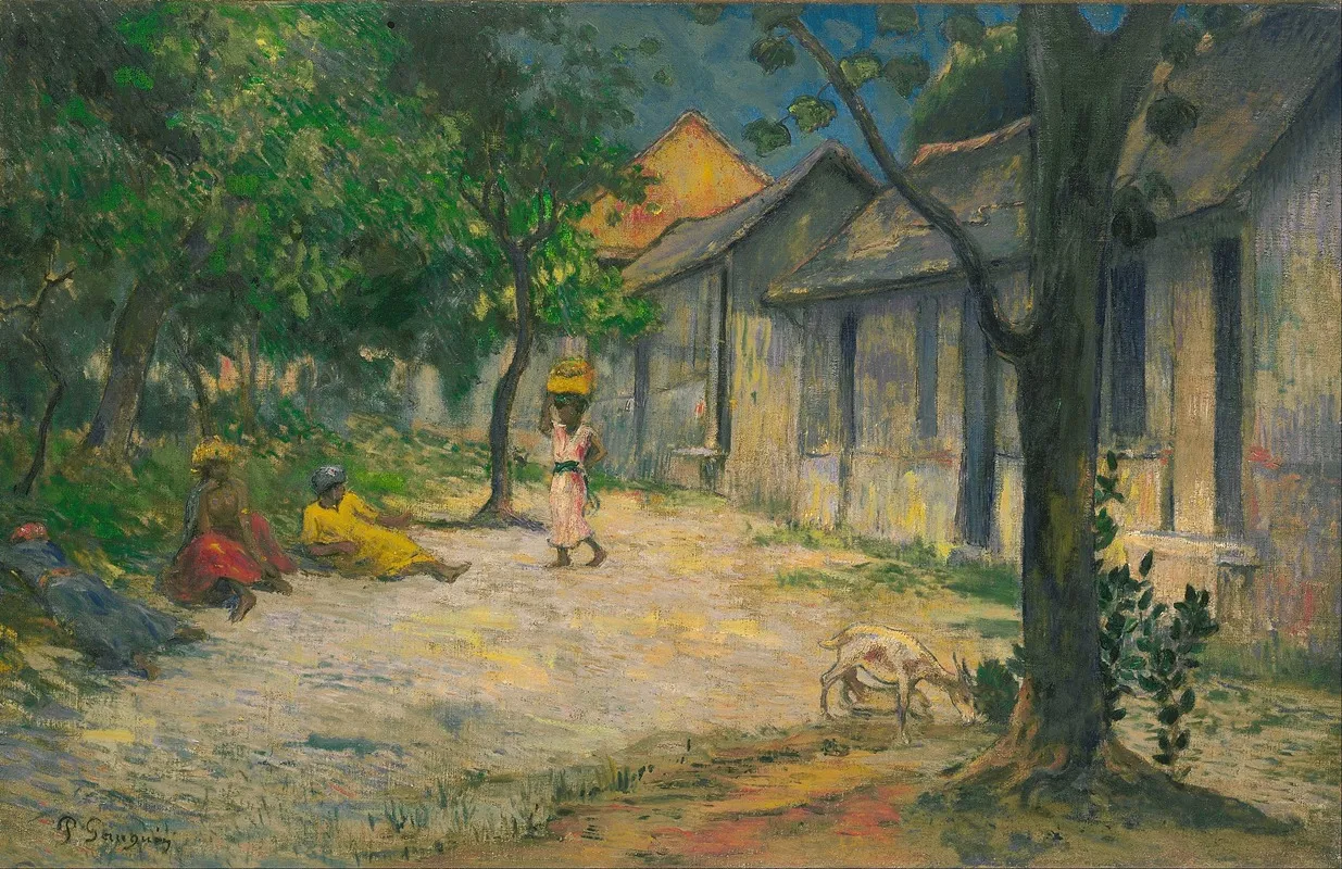 Village In Martinique Femmes Et Chevre Dans Le Village
