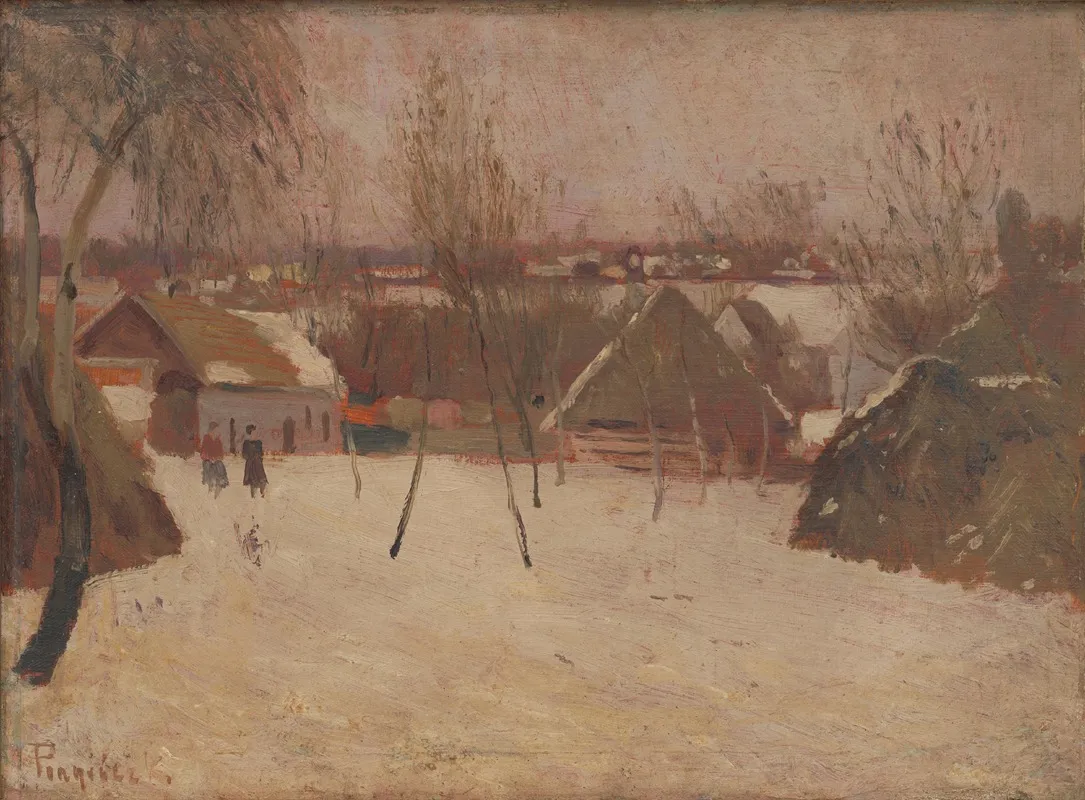 Village In Winter Wall Art by Karol Pongrácz - High-Resolution Digital Print