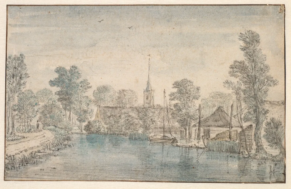 Village On A River Wall Art by Jan Jansz. den Uyl - High-Resolution Digital Print