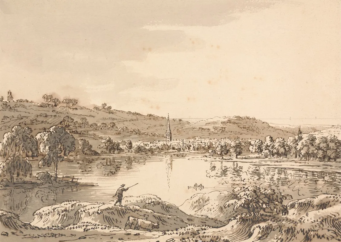 Village Seen From Across A Lake