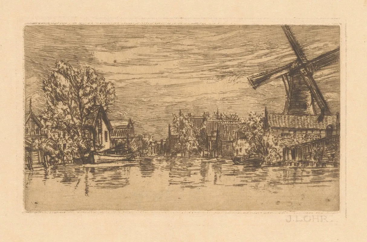 Village View With Mill Wall Art by Johannes Löhr - High-Resolution Digital Print