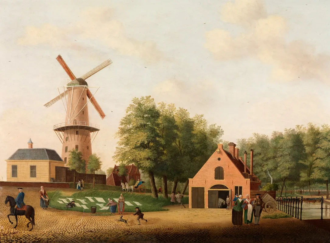 Village With A Windmill Wall Art by Jan Spaan - High-Resolution Digital Print