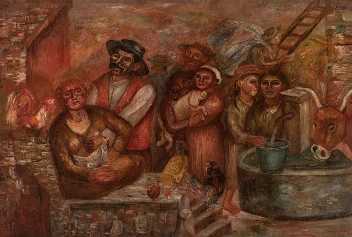 Villagers 3 Wall Art by Tadeusz Makowski - High-Resolution Digital Print