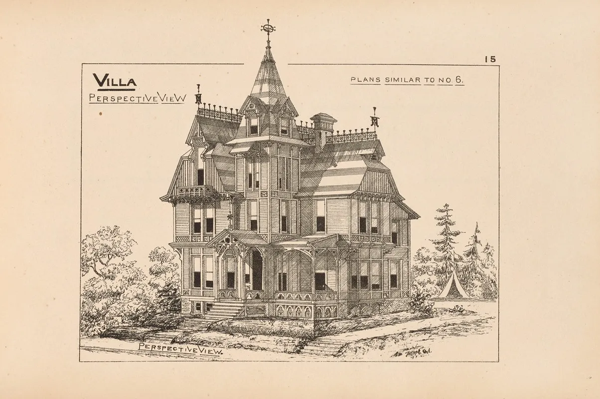 Villas And Cottages Or Homes For All Pl 09 Wall Art by William M. Woollett - High-Resolution Digital Print