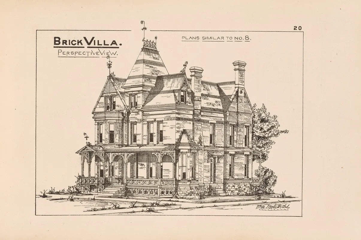 Villas And Cottages Or Homes For All Pl 12 Wall Art by William M. Woollett - High-Resolution Digital Print