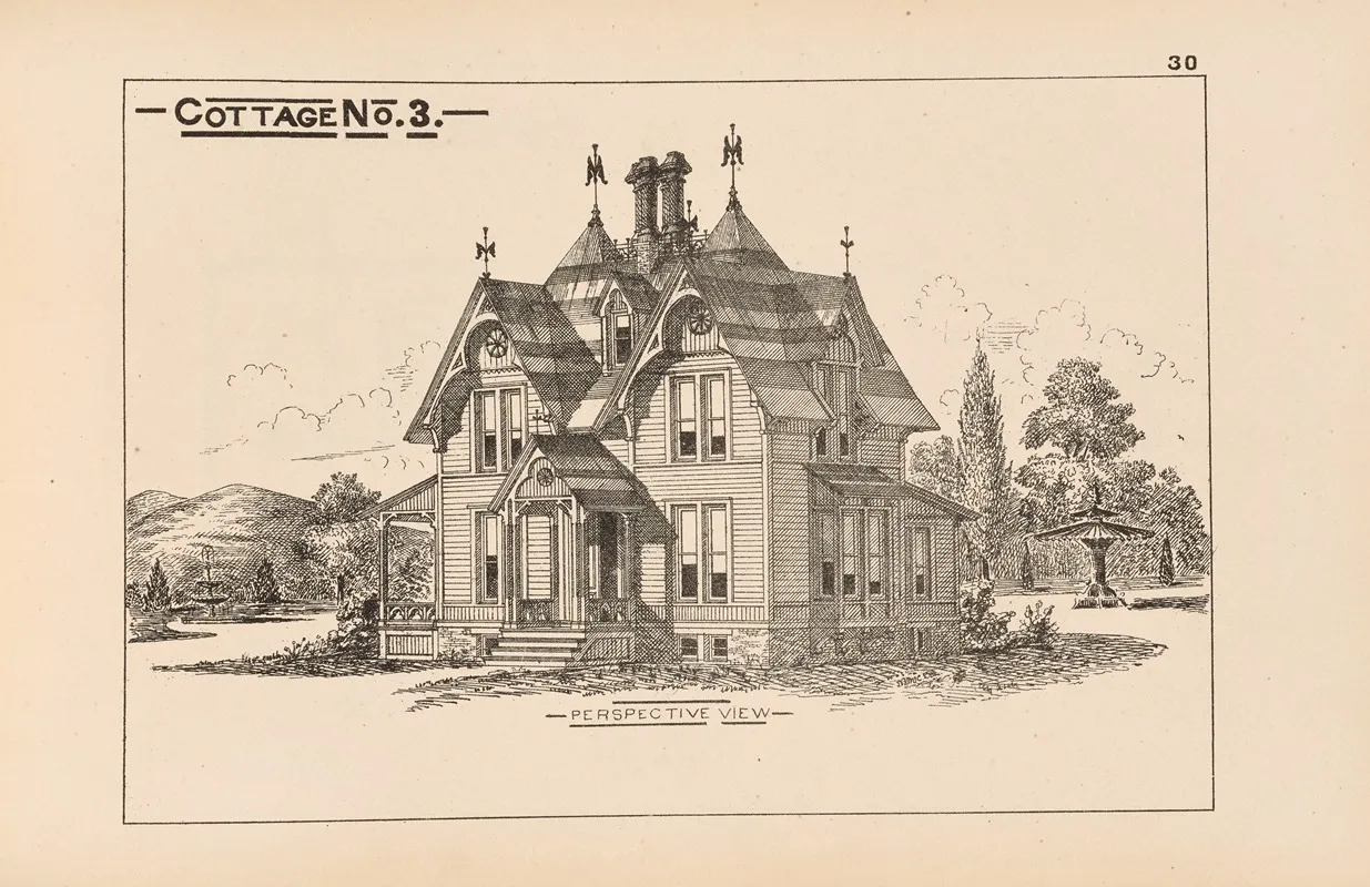 Villas And Cottages Or Homes For All Pl 18 Wall Art by William M. Woollett - High-Resolution Digital Print